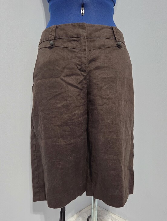 LOFT Pants - Chocolate Brown Linen Long Shorts Size 8P